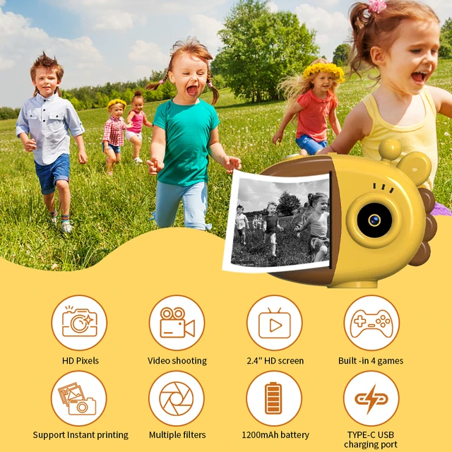 Appareil Photo Numérique À Impression Instantanée Pour Enfant, Jouet Avec  Imprimante Thermique Vidéo, Cadeau D'anniversaire Pour Garçon Et Fille -  Toy Camera - AliExpress