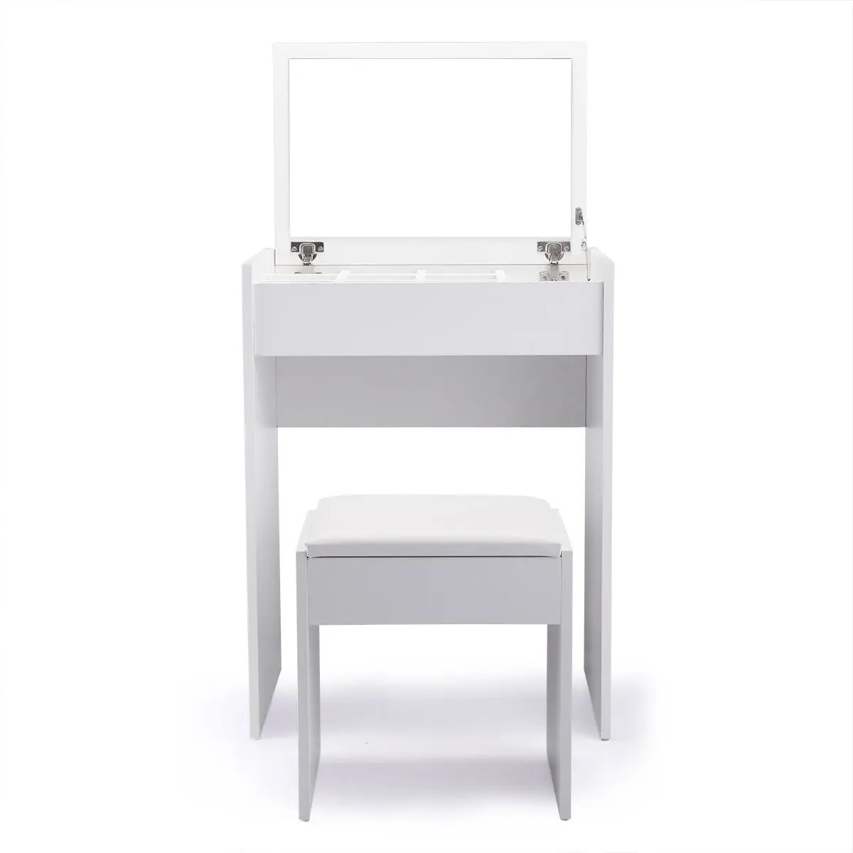 Description Picture 2 of item[Flash Sale]Makeup Table with Mirror Storage and Stool Lady's Dressing up Station White[US-Stock]