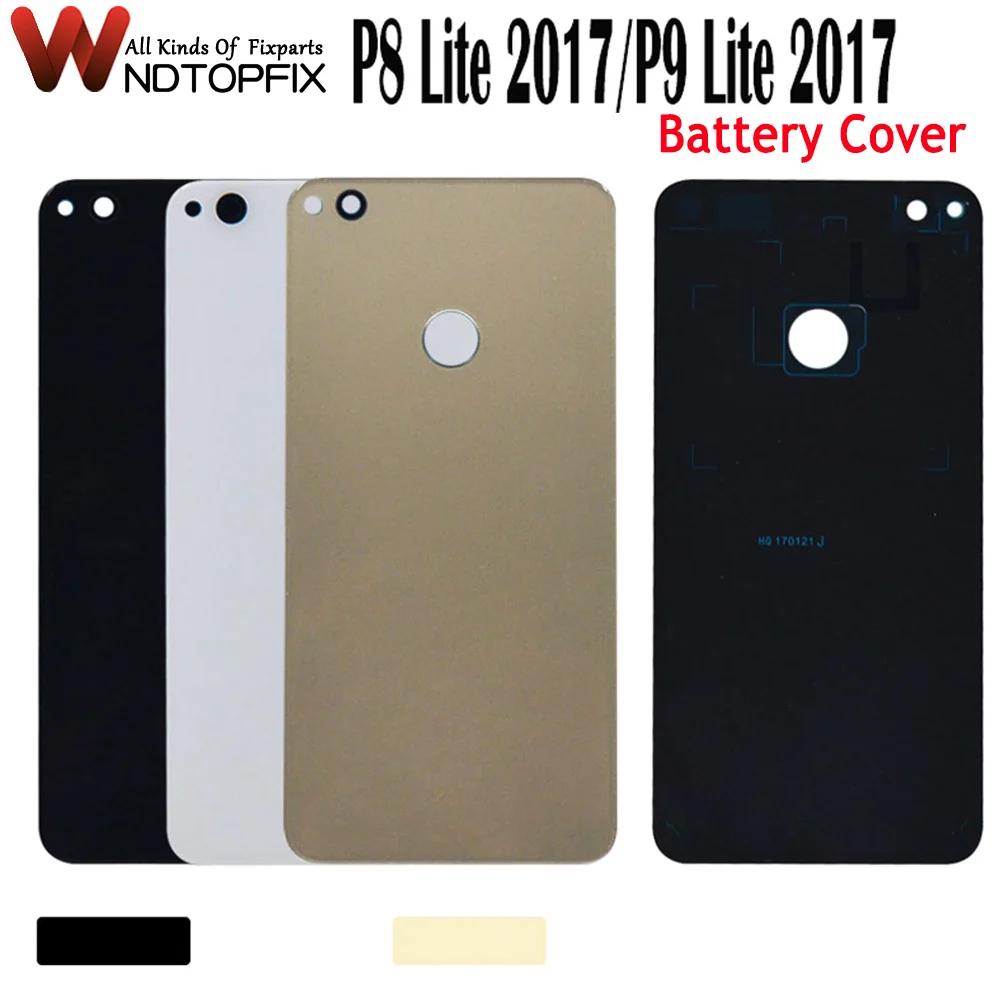 For Huawei P8 Lite 2017 Back Glass Battery Cover For Huawei P9 Lite 2017 Back Glass Cover Rear Door Housing Replacement