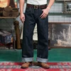 Men’s Vintage Jeans High Waist Loose Straight 17OZ Wide Leg Selvedged Denim Amekaji Cowboy Motorcycle Pants for Male 3