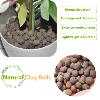 Palline di argilla organica da 2 l/1 l, argilla espansa per drenaggio del sustrato floreale, vaso per piante da giardinaggio idroponico, orchidee, drenaggio acquaponico 1