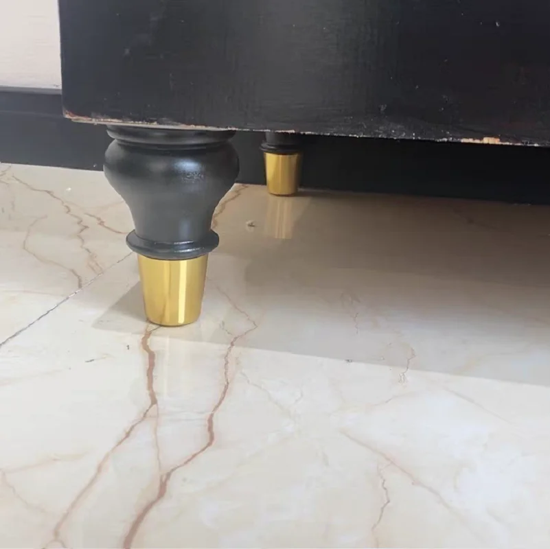 4Pcs Solid Wood Taper Bun Leg Feet With Brass Tip European Furniture Bed Sofa Couch White Clear Walnut Mahogany Black