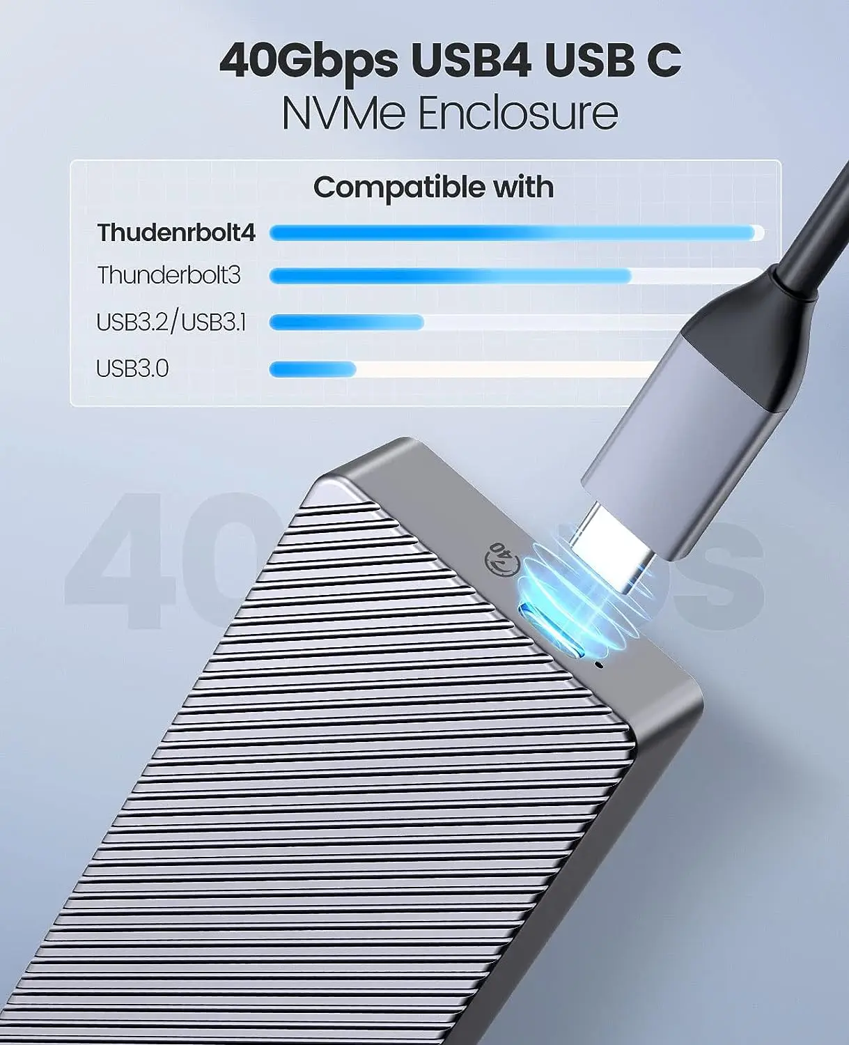 Orico-adaptador Externo de Alumínio Gabinete Ssd Usb c Compatível com Thunderbolt e Pcie 3.0x4 Ferramenta Gratuita M.2 Nvme 40gbps Usb4 - Imagem 3