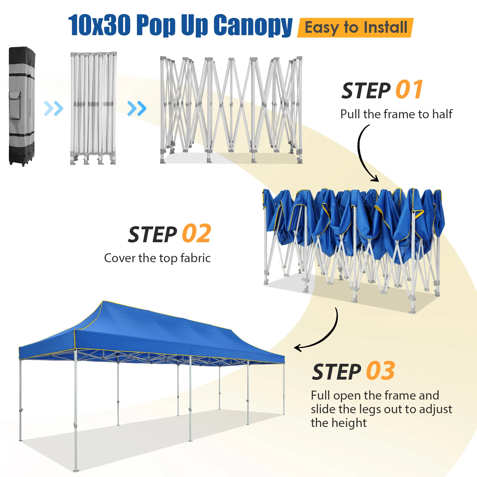 Pop Up Canopy Tent Gazebo Party Heavy Duty Marquee Awning Without Sidewall Outdoor Commercial Event Instant Tent Gazebo 10x30ft