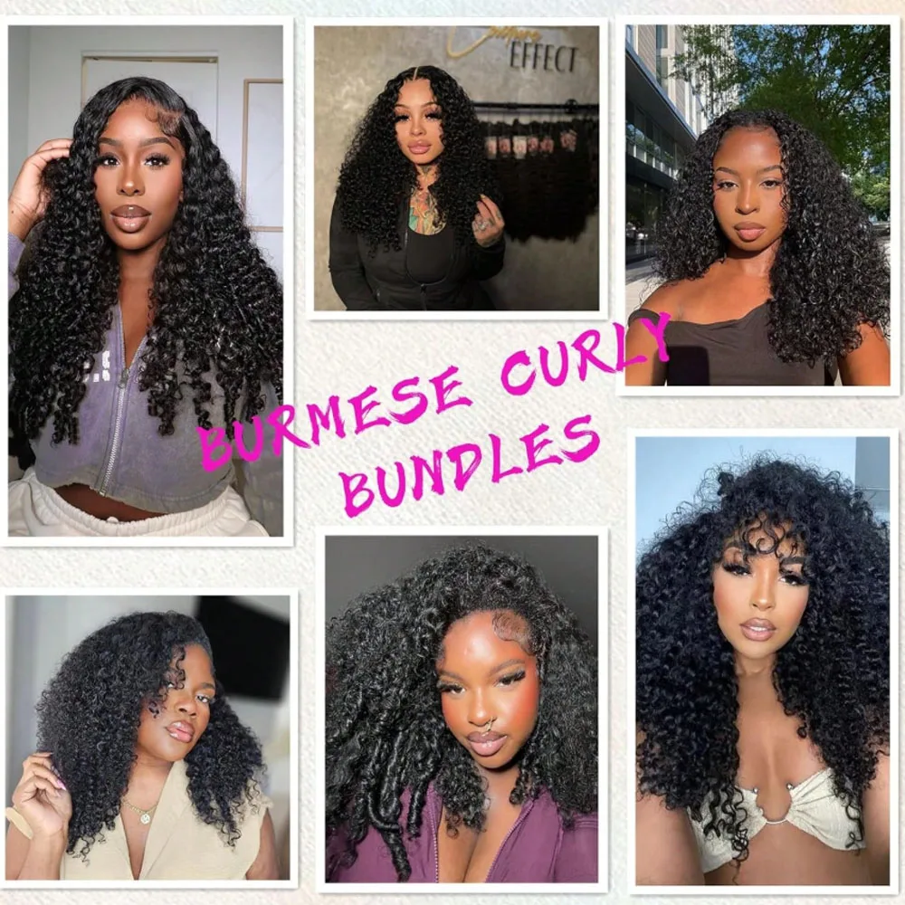 Burmese Curly Hair Bundles Human Hair Quality Sew In Bundles Raw Hair Bundles Double Drawn Brazilian Remy Hair Extensions 6