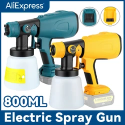 800ML Electric Cordless Spray Gun Paint Sprayer Auto Furniture Steel Coating Airbrush For Makita/Dewalt/Milwaukee 18V Battery