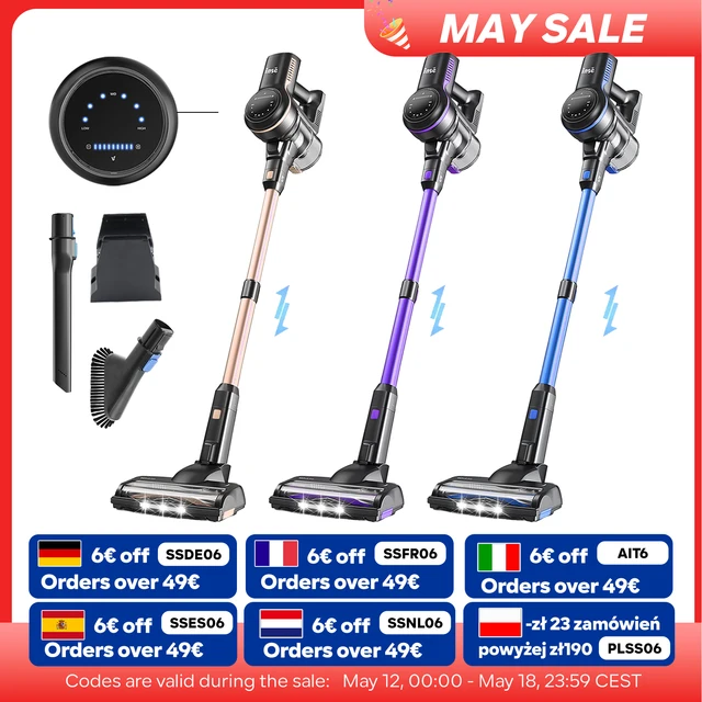 Inse S7P cordless vacuum cleaner 45KPa dust cup 1,3 L removable battery for animal hair Carpet hard floors 1