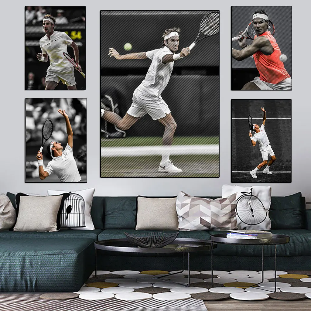 Tennis Player Federer Prints Painting Poster Picture Portrait Sports Art  Canvas Mural Wall Decor Living Room Home Decoration - AliExpress