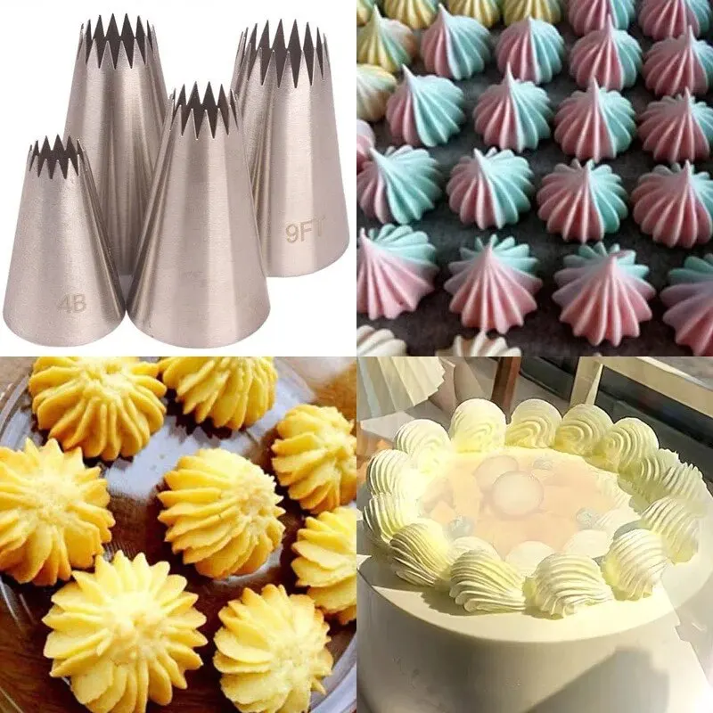 Cake Decorating Tip Set 3pcs Cake tool Baking tools Cake Decorating Tips Set Open Star Piping Nozzles Tips Cupcake Cookies Icing Piping Pastry Nozzles