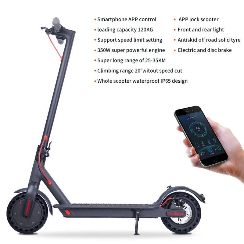 Adult Folding Electric Scooter | Waterproof 36V350W  7.5AH lithium battery Bluetooth APP