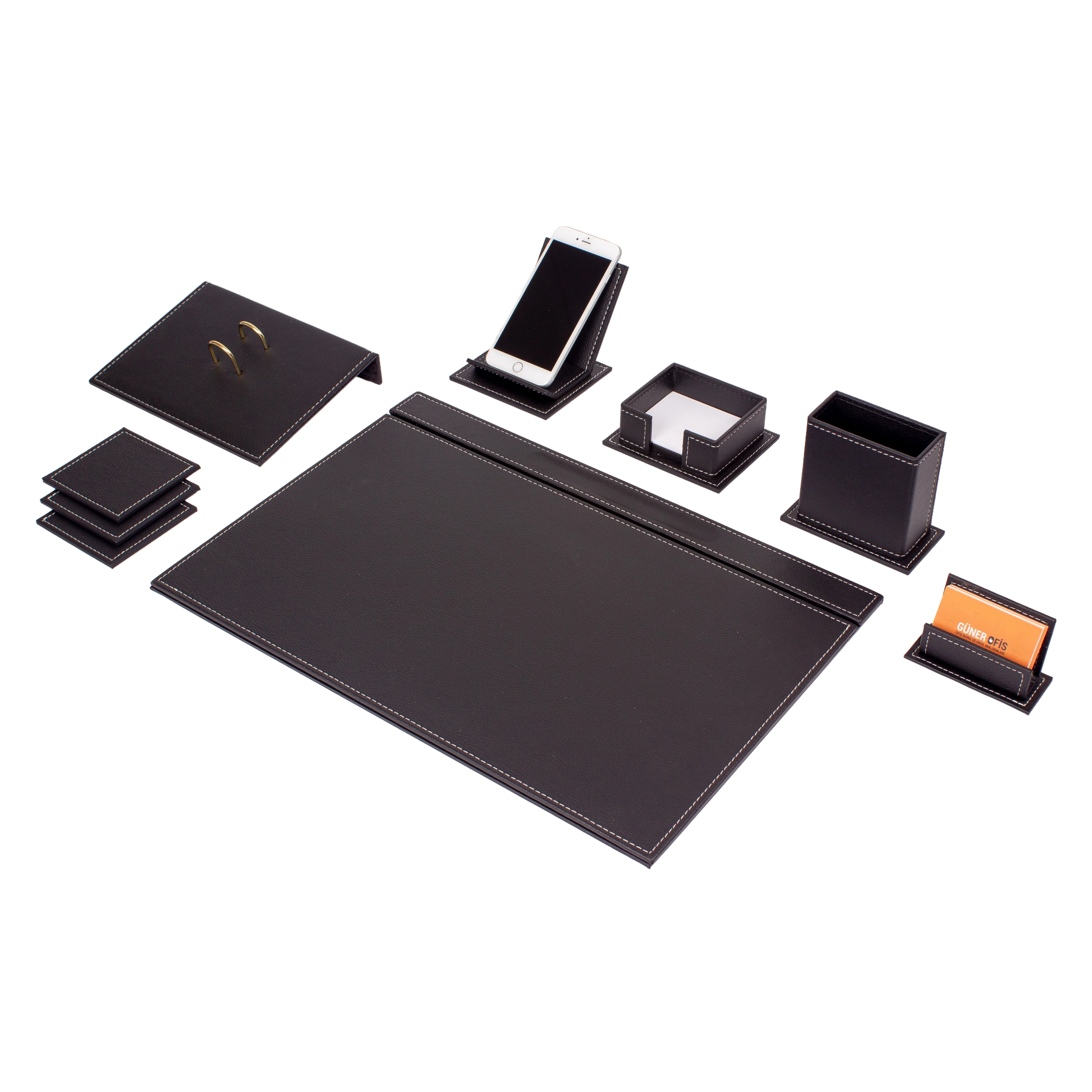 Vega 9 Pieces Leather Desk Set Desk Organizer Office Accessories Accessories Office Organizer Pad Mouse Pad Mat