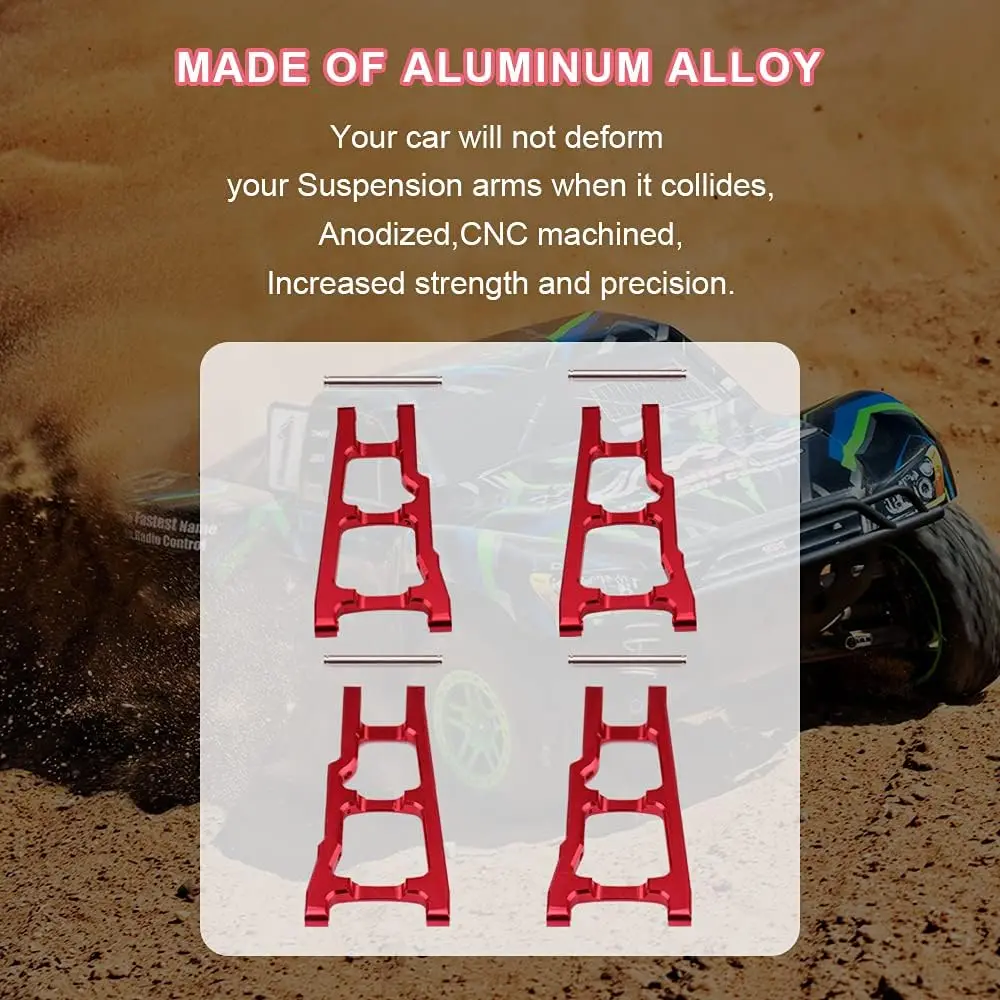 Esilun Hochleistungs-Aufhängungsarme aus Aluminium vorne/hinten für Traxxas 1/10 Slash 4x4 4WD Stampede 4x4 Upgrade, Ersatz von 3655 – Detail 8