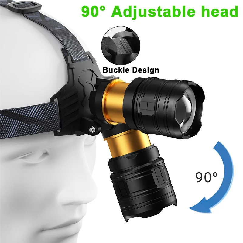 XHP360 36-Core Head Flashlight XHP220 LED USB 7800mAH Rechargeable Zoom Torch 8000000LM