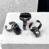 1pcs Price Antique Bronze Plating Natural Black Tourmaline Raw Rough Stone Open Ring Geniune Stone Jewelry 5