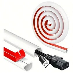 PVC Cord Management Channel - Invisible Decorative Wire Cover & Anti - Step Protector, Adhesive Soft Cable Organizer, Available in Multiple Lengths - 3m (WHITE)