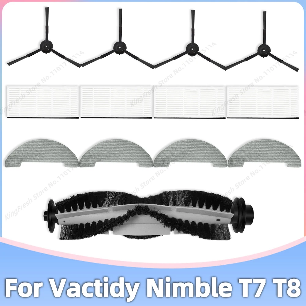 Compatível com Peças de Reposição e Acessórios para o Robô Aspirador de pó Vactidy Nimble t7 t8 Escova Lateral Principal Filtro Hepa Pano de Limpeza