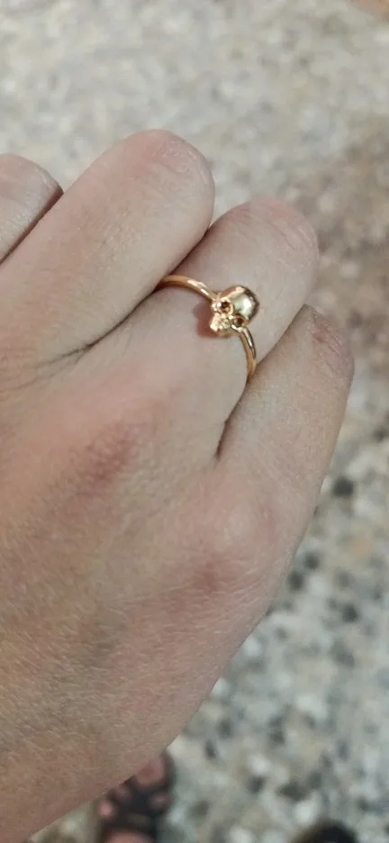 18K Gold Gothic Ring, Punk Skull Ring, Minimalist Skull Ring