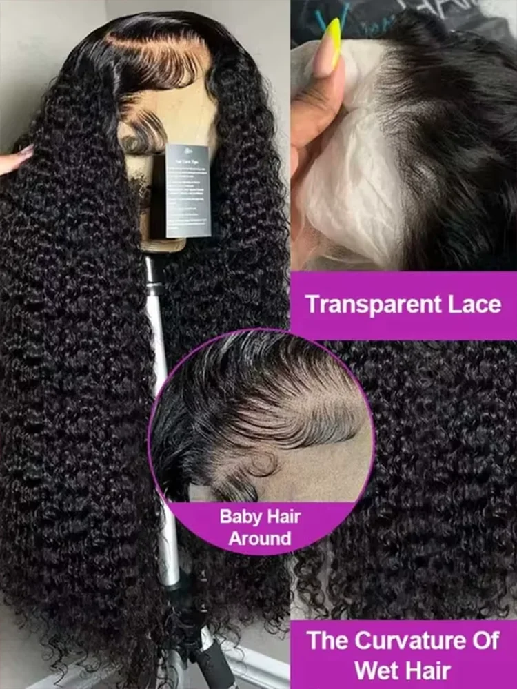 42 Inch Deep Wave Frontal Wig 13x4 13x6 HD Lace Frontal Human Hair Wigs 250 Density Jerry Kinky Curly Lace Front Human Hair Wigs