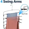 Pants Hangers Non Slip Multi-Layer Swing Arm Pants Hanger Stainless Steel Space Saver Hangers Closet Storage Organizer 4