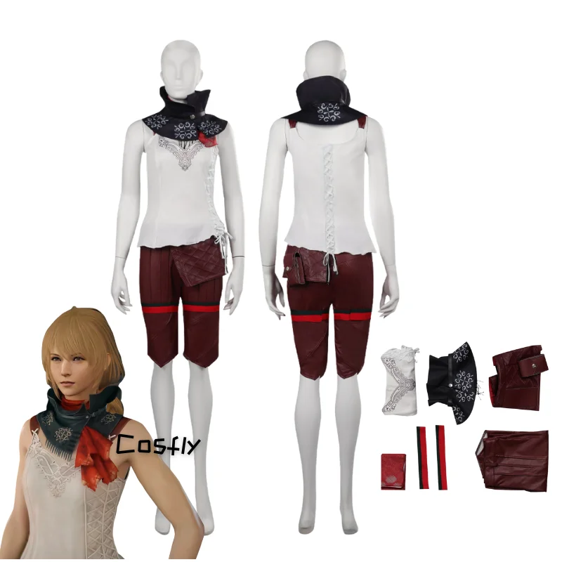 

Final Fantasy XVI Mid Cosplay Women Costume Vest Scarf Shorts Outfit Fantasia Role Playing Outfits Halloween Disguise Party Suit