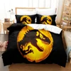 Red Jurassic Park Bedding Set Cartoon Home Textiles For Kids Bed Set Comforter Cover Bedroom Set Queen Dinosaur Duvet Cover 3