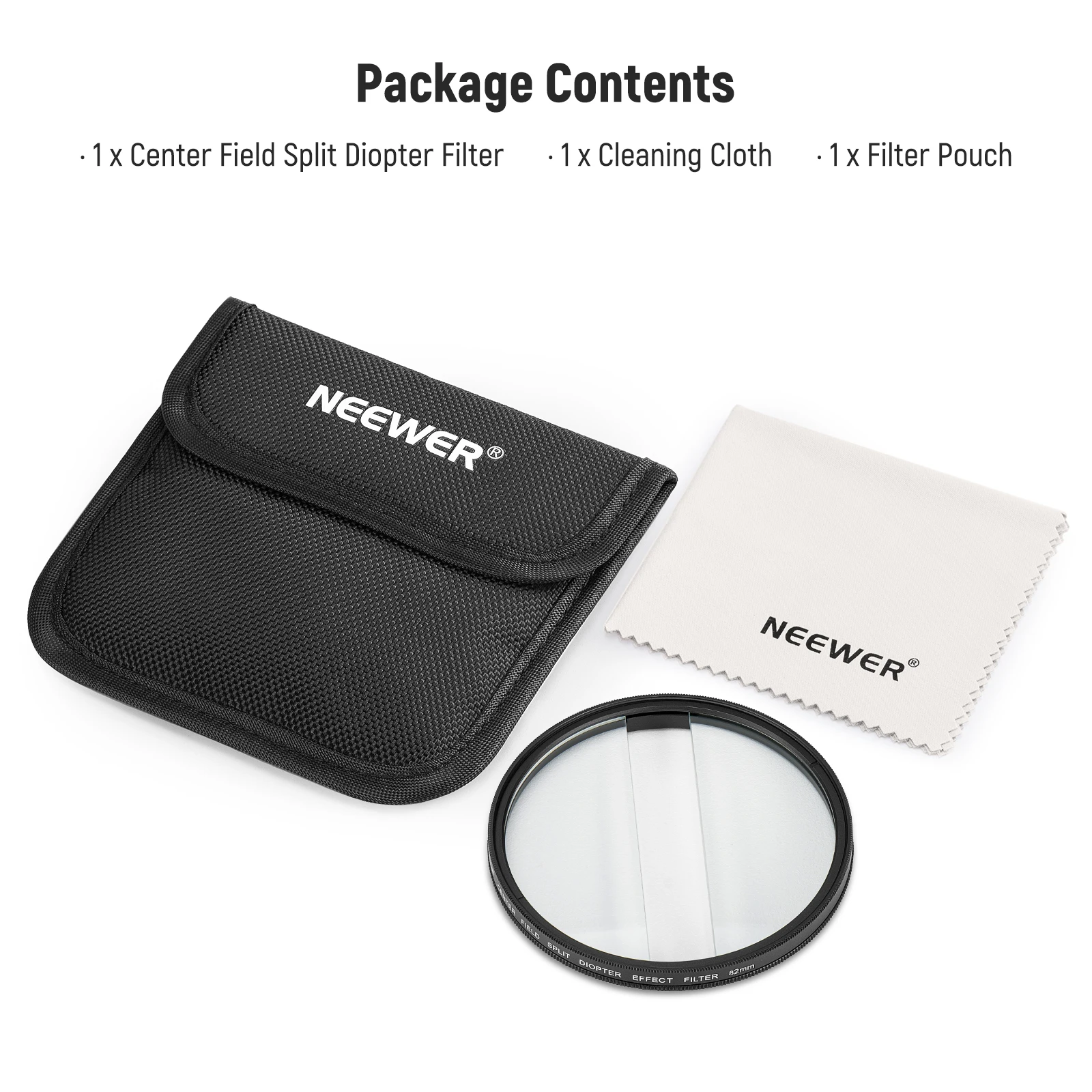 Center Field Split Diopter Effect Filter, Camera Linear Prism K9 Optical Glass F