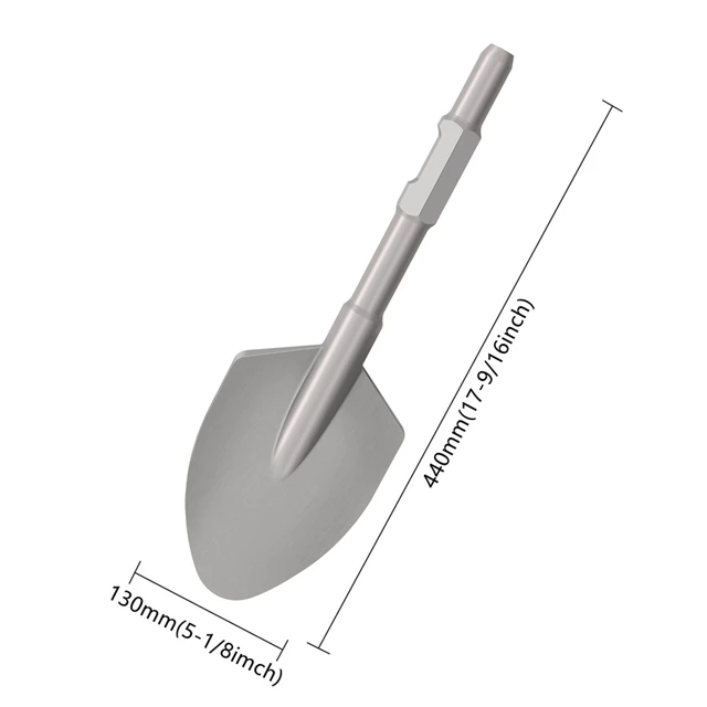 17.3" X 5.3" Clay Spade/Chisel Bit For Demolition Hammer - 65A Hex Shank, Alloy Steel, For Digging & Trenching