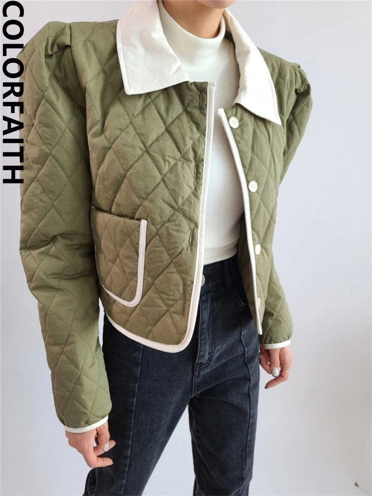 

Colorfaith CO9737 Новинка 2022 корейские Модные Винтажные дикие элегантные офисные женские шикарные осенне-зимние женские короткие куртки пальто