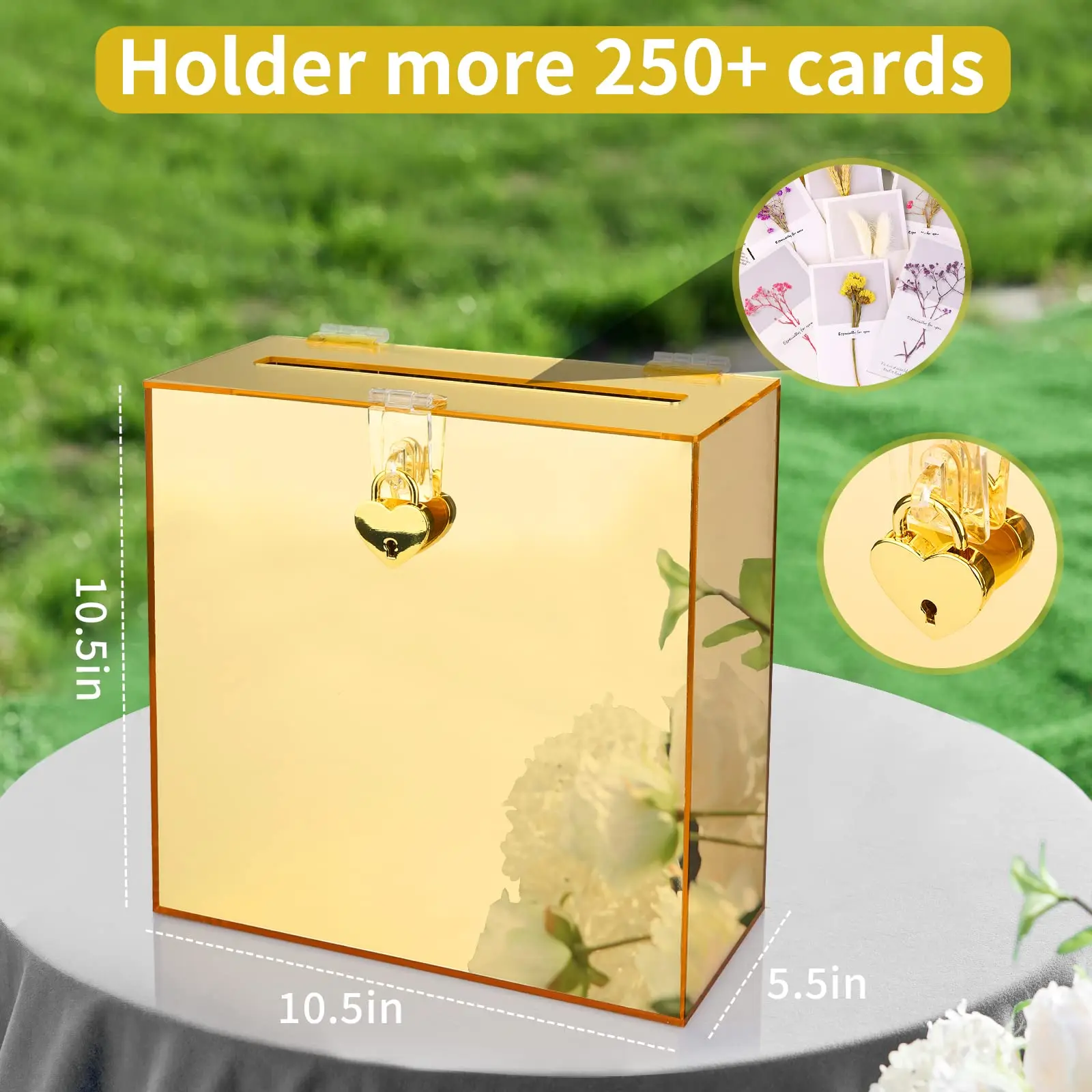 Hooqict Transparente Acryl-Kartenbox – 25,4x25,4x14 Cm, Mit Schlitz, Für Hochzeit, Abschluss & Babyparty