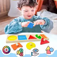 Montessori Color Sorting Toy Wooden Shape Matching Grasping Board Baby Jigsaw Puzzle Early Educational Toy Todder Fine Motor Toy 2