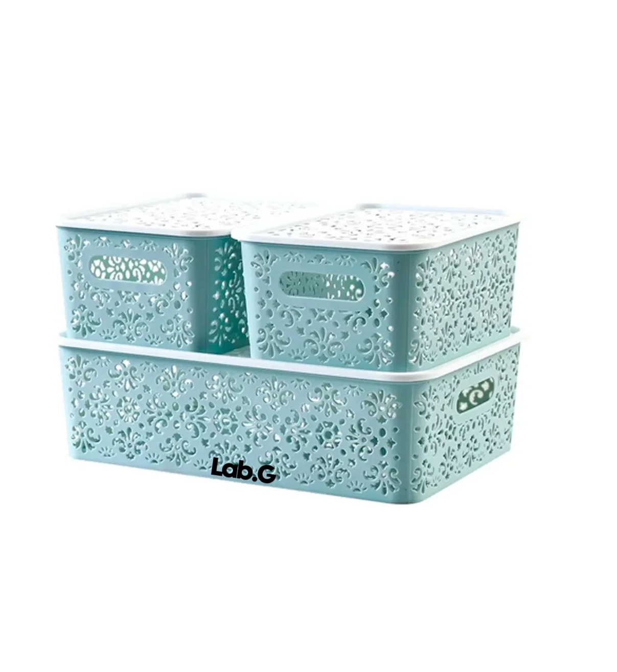 Cesta Organizador Canastilla Caja Lab.G 3pz Negro