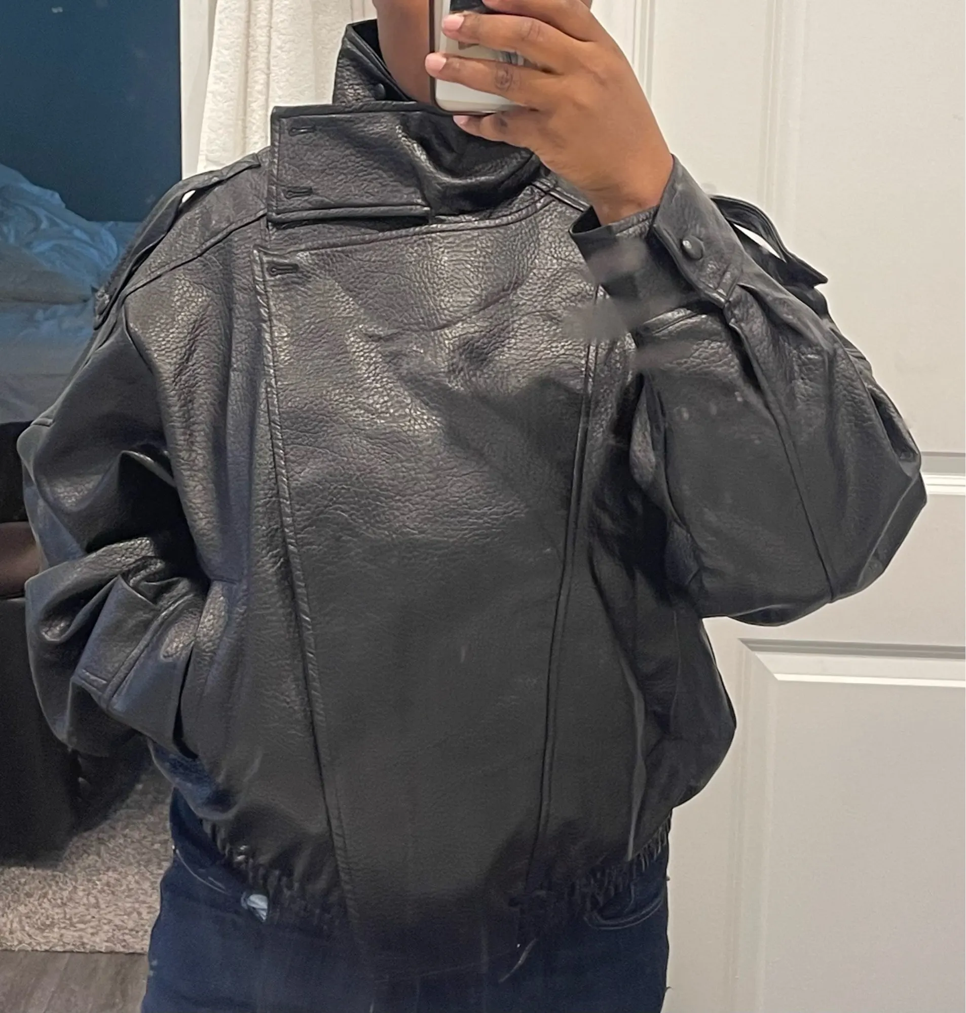 Black Leather  Jacket - Pebbled