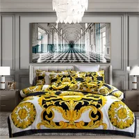 Ensemble de literie en tissu de coton à impression numérique, style moderne de luxe, housse de athlon, drap-housse en lin, taies d'oreiller, textile de maison 4