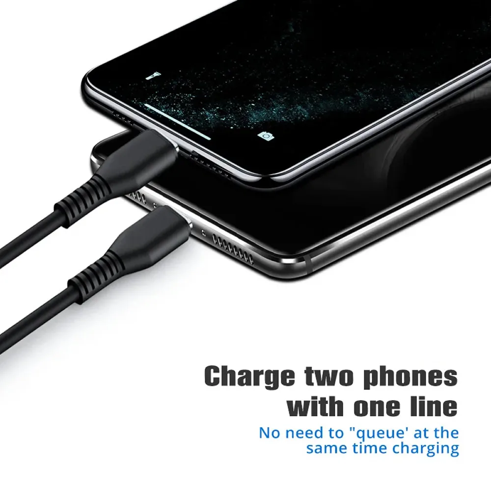 Compact Dual Port USB-C and Micro USB Charging Cable - 20cm 2-in-1 Splitter Cord