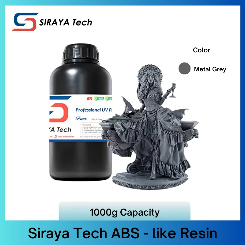 Resina de impressora 3d Sikaya-abs-like, metal cinza rápido 405nm, cura UV, não frágil, fotopolímero padrão para lcd e impressão 3d dlp