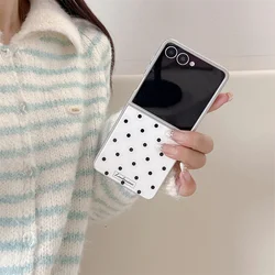 Elegant Black and White Polka Dot Tempered Glass Phone Case - Cute and Shockproof - Z Flip 7 (NF652 - 2)