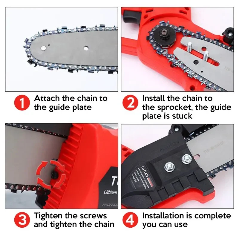 Chainsaw Chain 8 Inch 1/4" Pitch .043" 47 Drive Link Saw Blade Chainsaw Chains and Guide Bar Electric Saw Accessory Replacement Wood Cutting