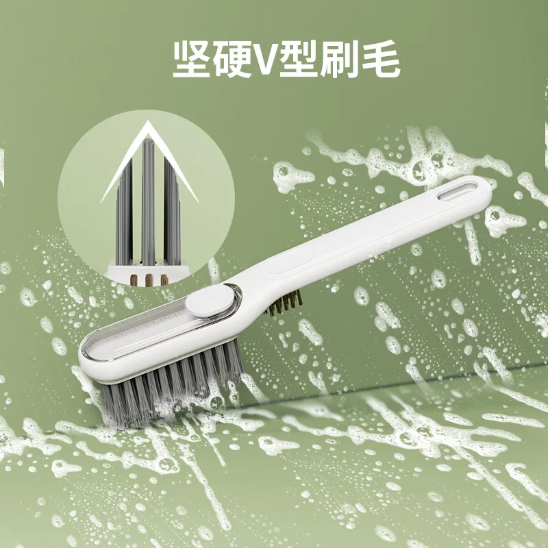 1pc Liquid-added Two-in-one Stiff Bristle Crevice Brush Kitchen Bathroom  Floor Crevice Multi-functional Cleaning Brush Cross-border