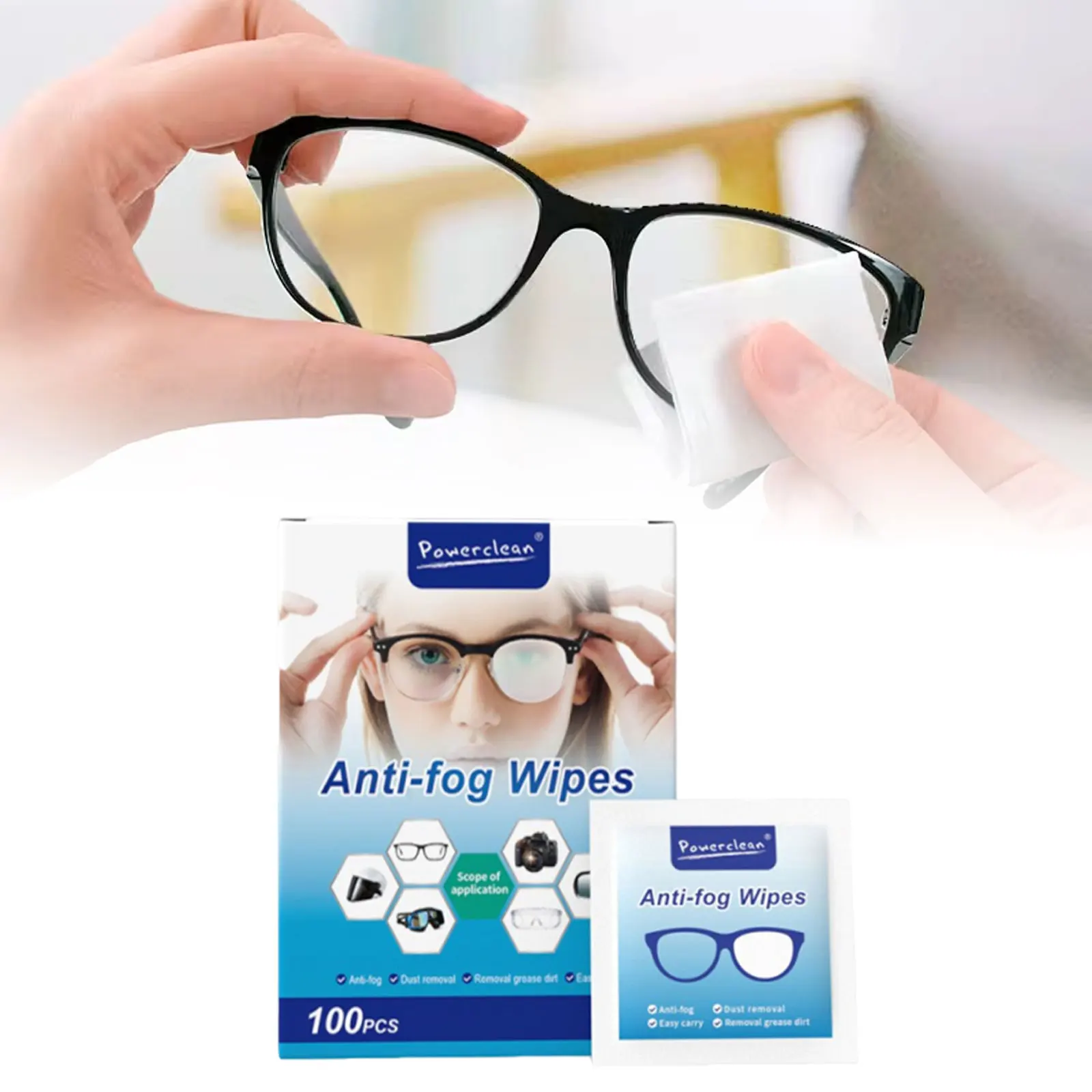 100Pcs/Set Glasses Wipes Eyeglasses AntiFog Lens Wipes Screen Lens Cleaning Wet Tissues for Travel Highly Effective Defogger glasses lens wipes