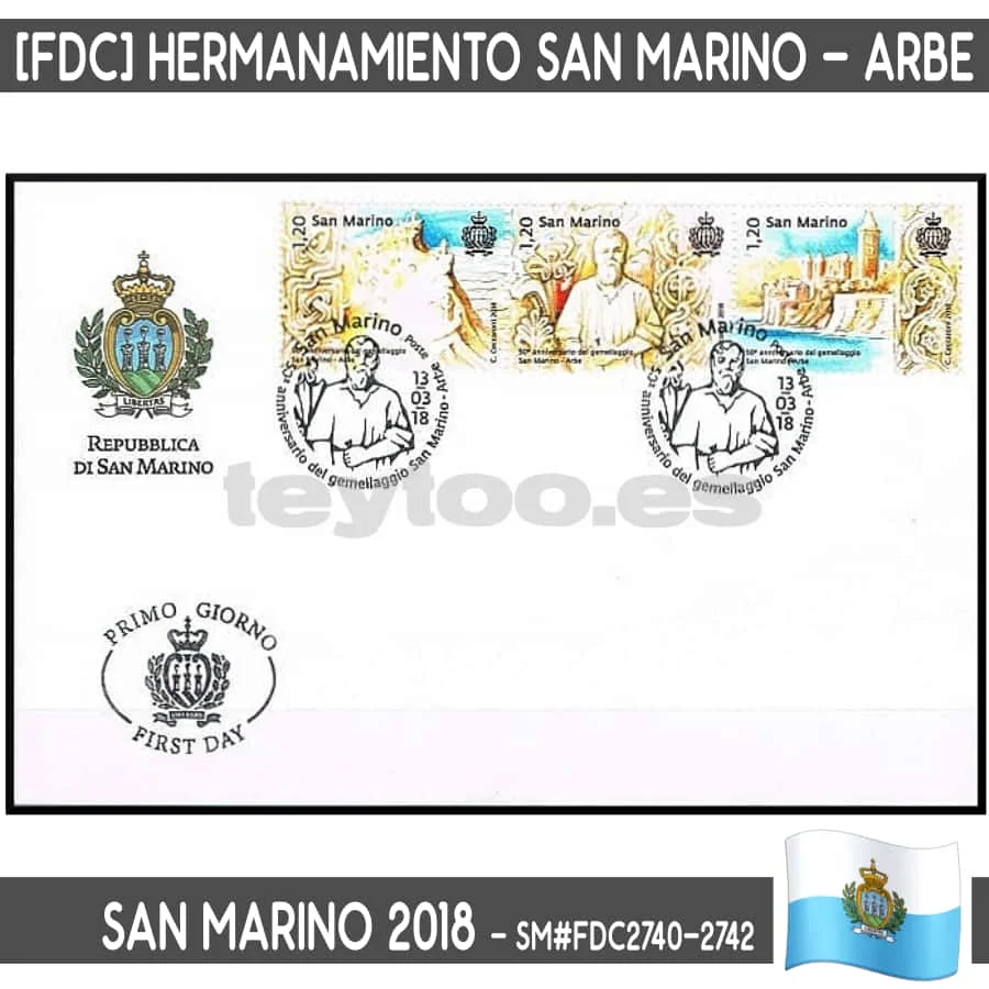 B0938 # San Marino 2018. [Fdc] 50 Anni Di Gemellaggio Con Arbe (N) Mi #2740-2742