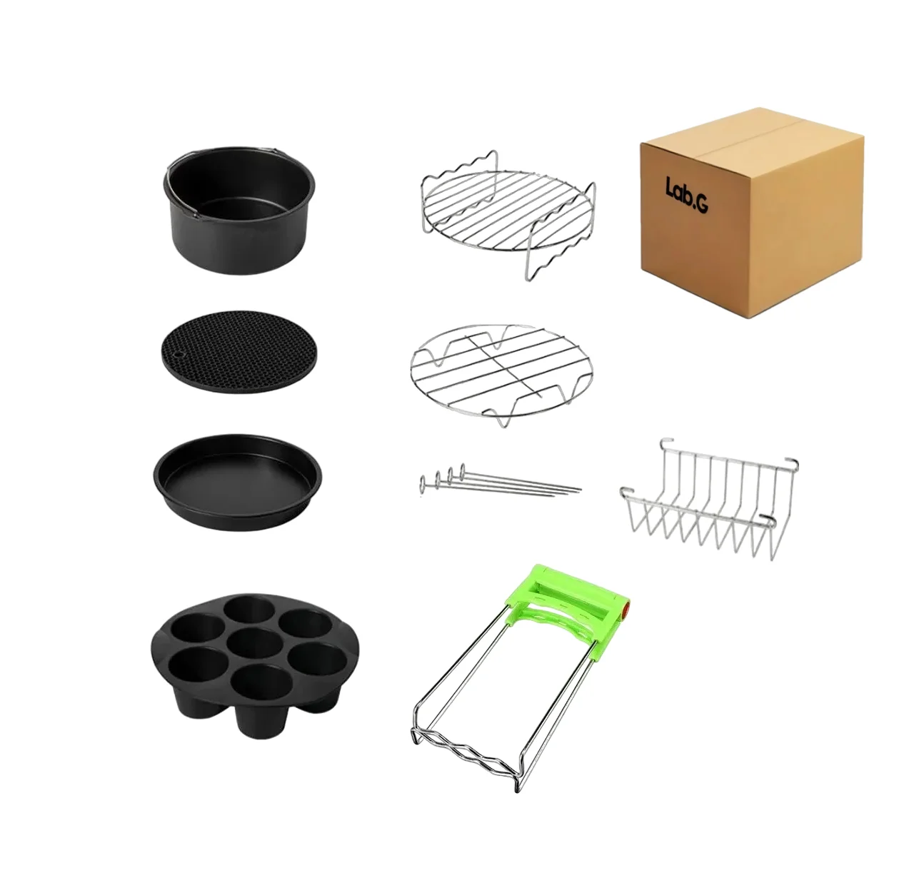 Set 8 Accesorios Para Freidora Lab.G De Aire 7 Pulgadas Universal