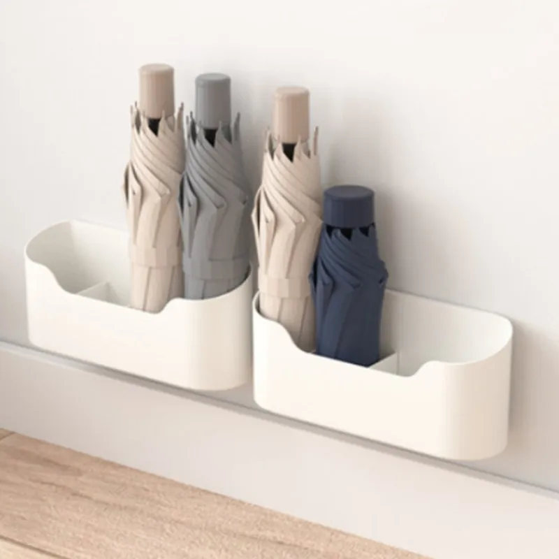 Japanese Wall Mounted Umbrella Punchfree Holder Shelf White Standing Storage Rack Home Office Organizer Indoor Water Drainer 1PC umbrella holder umbrella storage rack