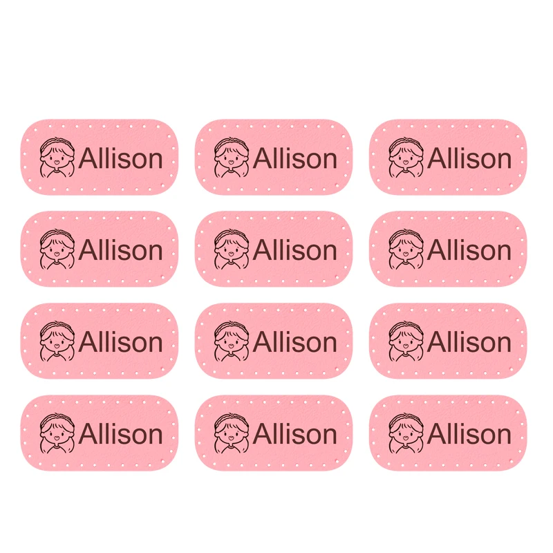 Personalized Leather Name Labels Washable Iron On Tags Sicker Handmade Clothing Fabric Label Sewing 12Pcs 24*50MM name stickers name sticker