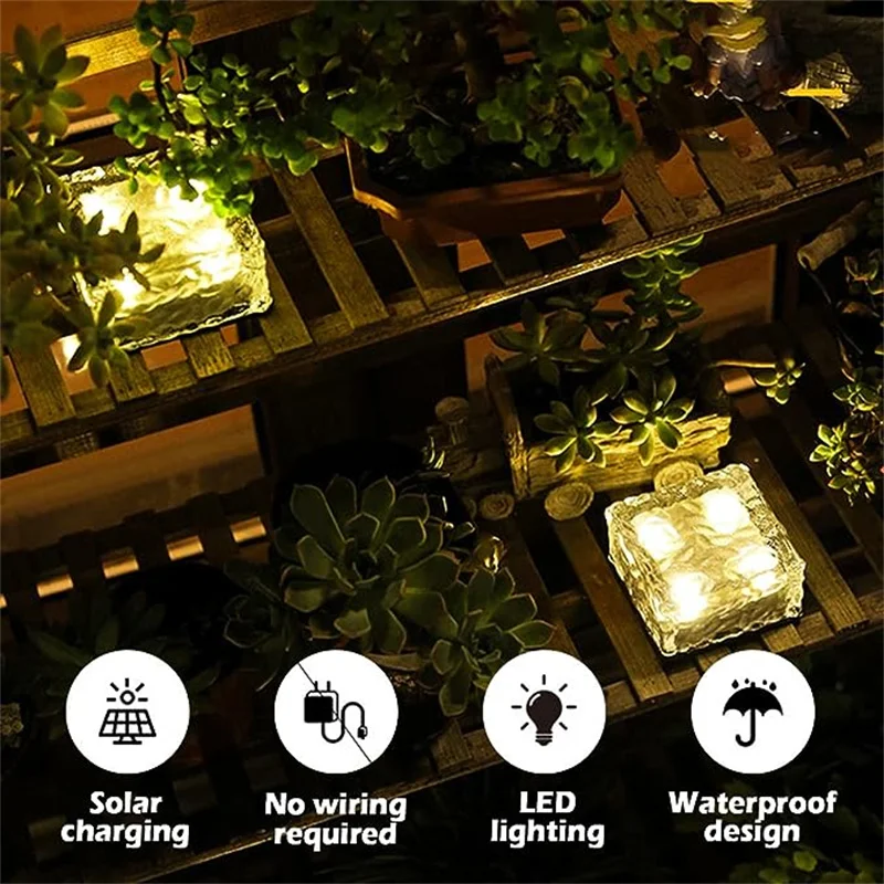 Description Picture 6 of itemSolar Brick Ice Cube Light Outdoor Garden Lights LED Sunlight  Waterproof Path Stair Step Solar Lamp Decor Lighting