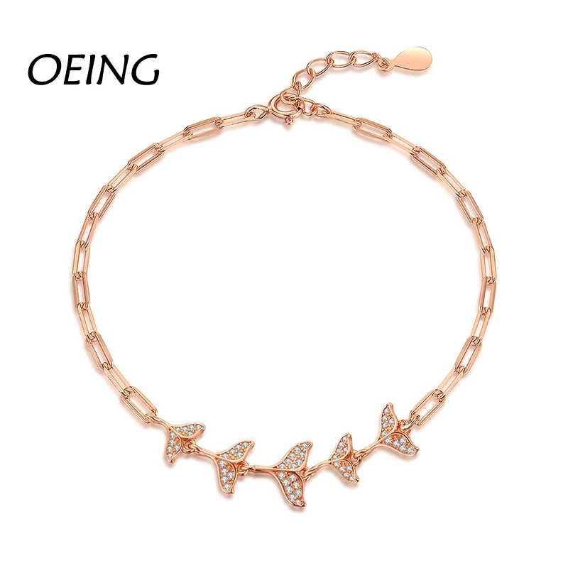 

OEING Breeze Sparkling Fishtail Bracelet S925 Silver Simple Wrist Bracelet Internet Celebrity Ins Fengqing Fashion Jewelry