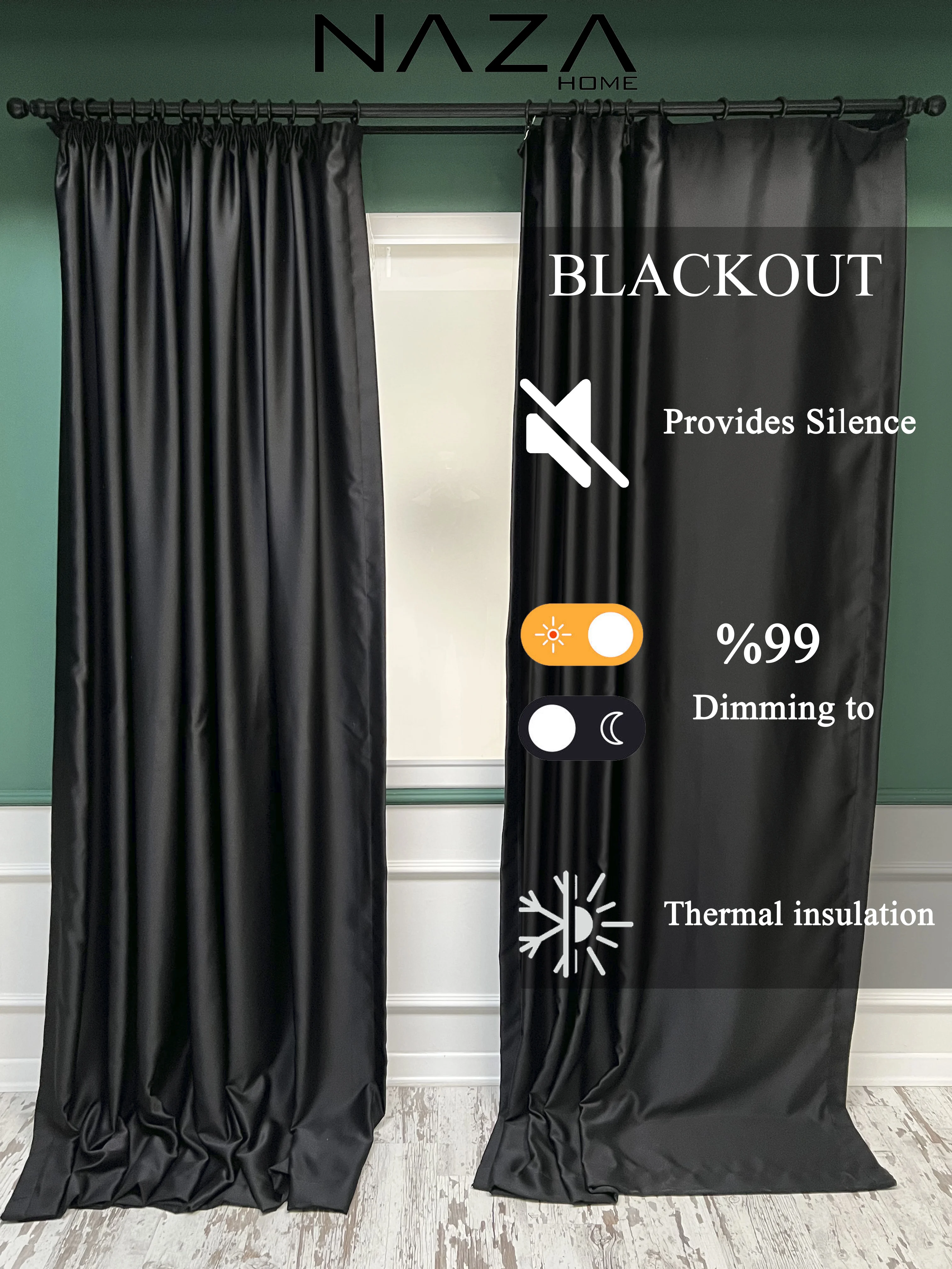 

Blackout Curtain Set 300 x 270 Cm (2 Pieces 150 x 270) Provides 99% High Quality for Your Rooms Cinema Dark Room