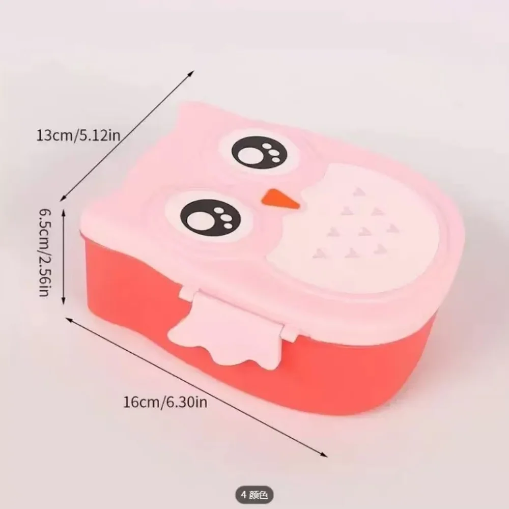 [Cartoon Owl Lunch Box] Secure Portable Plastic Lunch Box - Cartoon Owl Design, Ideal for Picnics and Students - 6