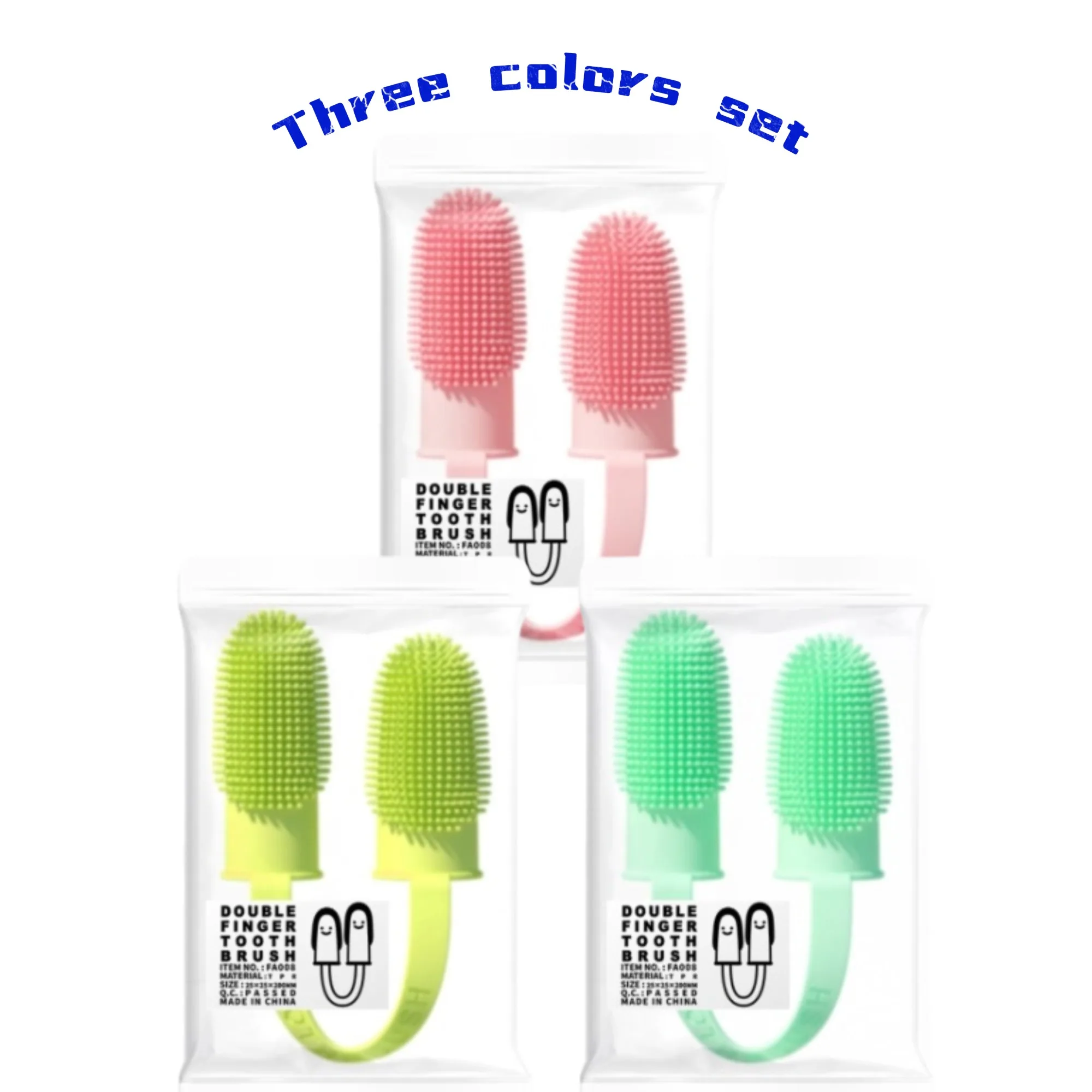 Dog Super Soft Double Finger Toothbrush Pet Teeth Clean Bad Breath Care TPR Tooth Brush Clean Tool Dog Toothbrush Accessories