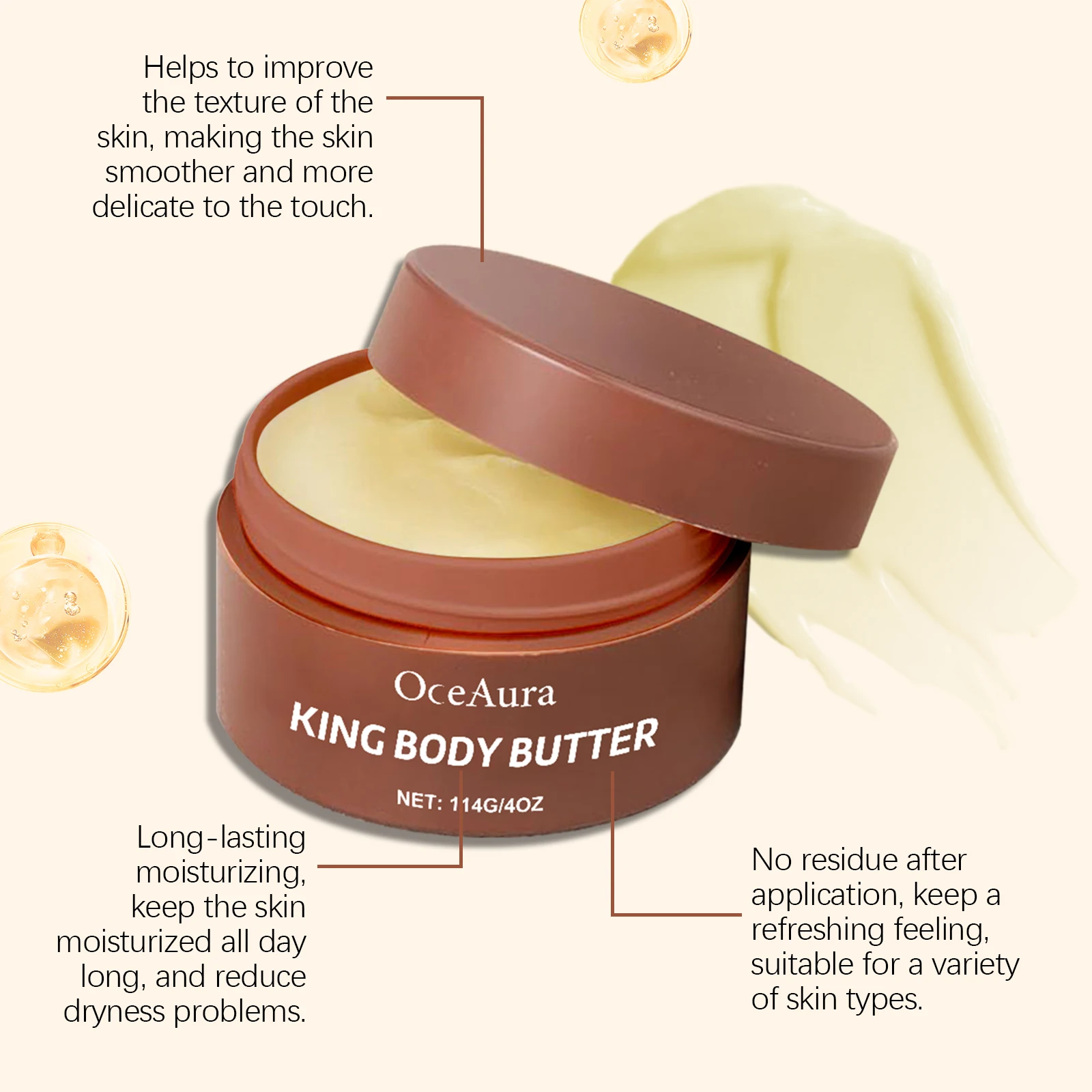 Oceaura Shea Butter Face Cream Reduce Dryness Moisturizing Nourishing Improve Roughness Smoothing Softening Face Care Cream