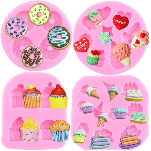 Fagylalt Szilikon Formák Fánk Fondant Penész Torta Díszítő Szerszámok Diy Cupcake Topper Cukorkás Gyanta Agyag Csokoládé Gumpaste Penészek